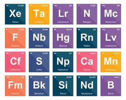 20 tabela periódica do design do pacote de ícones de elementos vetor