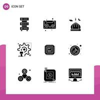 9 ícones criativos, sinais e símbolos modernos de atualização, configuração, usuário, mesquita, rezar, elementos de design vetorial editáveis vetor