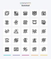 pacote de ícones de contorno de basquete criativo 25, como jogo. jogos. líquido. basquetebol. roupa de esporte vetor