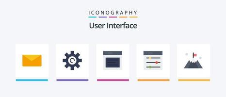 interface do usuário flat 5 icon pack incluindo usuário. interface. comunicação. mensagem. design de ícones criativos vetor