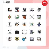 Pacote de cores planas de linha cheia de 25 interfaces de usuário de sinais e símbolos modernos de elementos de design de vetor editável de jogo de dna de outdoor de gene de genoma