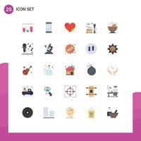 pacote de 25 sinais e símbolos modernos de cores planas para mídia impressa na web, como banco de parque huawei favorito amor elementos de design de vetores editáveis