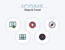 mapas e linha de viagem cheia de ícones pack 5 design de ícones. . Claro. . Lugar, colocar vetor