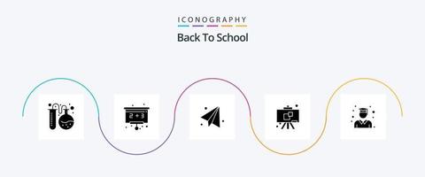 de volta ao pacote de ícones do glifo 5 da escola, incluindo . graduação. Educação. diplomado. escola vetor