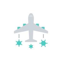 ícone plano de avião com símbolo de vírus vetor