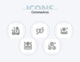 design de ícone do pacote de 5 ícones de linha de coronavírus. vírus. pessoas. vírus. grupo. medicina vetor
