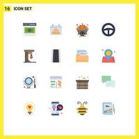 16 ícones criativos, sinais modernos e símbolos de direção de data de roda divertida pacote editável de ação de graças de elementos de design de vetores criativos