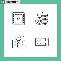 pacote de ícones de vetores de estoque de 4 sinais e símbolos de linha para cienma tape shopping moeda móvel cam elementos de design de vetores editáveis