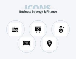 estratégia de negócios e design de ícone de glifo financeiro pacote 5 ícone. . Eu iria . mapa . cartão . vetor