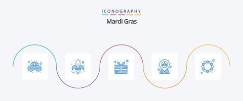 Pacote de ícones Mardi Gras Blue 5, incluindo miçangas. PIN. arma. mapa. prêmio vetor