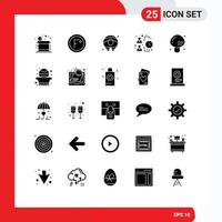 conjunto de 25 sinais de símbolos de ícones de interface do usuário modernos para bebidas trabalho tempo equipe de negócios elementos de design de vetores editáveis