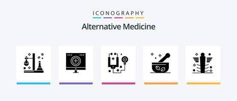 pacote de ícones de glifo 5 de medicina alternativa, incluindo sopa. médico. medicina. hospital. estetoscópio. design de ícones criativos vetor