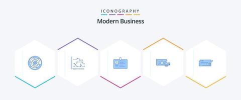 pacote de ícones azuis de negócios modernos 25, incluindo cartão de identificação. corporativa. o negócio. o negócio. tendências vetor