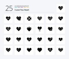 coração 25 pacote de ícones de glifo sólido, incluindo amor. cuidados de saúde. Presente. Presente. Curti vetor