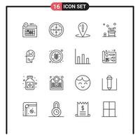 16 ícones criativos sinais e símbolos modernos de elementos de design de vetores editáveis de ponto de bolsa de processo de caddy de jogo