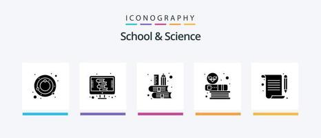 pacote de ícones de glifo 5 escolar e científico, incluindo notas. conhecimento. livro. Educação. livros. design de ícones criativos vetor