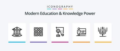 educação moderna e conhecimento power line 5 icon pack incluindo daubbell. Treinamento. professora. sala. classe. design de ícones criativos vetor