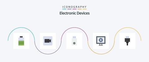 dispositivos flat 5 icon pack incluindo armazenamento. dispositivos. eletrônicos. ver. entretenimento vetor