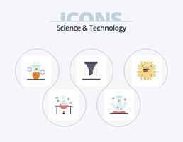 ciência e tecnologia plana icon pack 5 design de ícone. laboratório químico. análises químicas. Ciência. energia térmica. radioatividade vetor