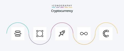 pacote de ícones de linha 5 de criptomoeda, incluindo blockchain. . linha. moeda vetor