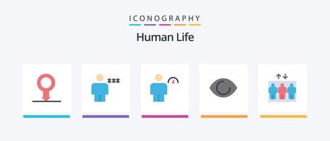 pacote de ícones humanos planos 5, incluindo elevador. humano. avatar. cara. atuação. design de ícones criativos vetor