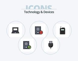 linha de dispositivos cheia de ícone pack 5 design de ícone. eletrônicos. culinária. equipamento. adicionar. engenhoca vetor