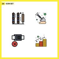 4 ícones criativos, sinais e símbolos modernos de cinto de bebidas, carne, bloqueio de areia, elementos de design vetoriais editáveis vetor