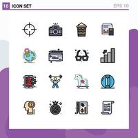 conjunto de 16 sinais de símbolos de ícones de interface do usuário modernos para negócios bancários imagem contabilidade férias elementos de design de vetor criativo editável