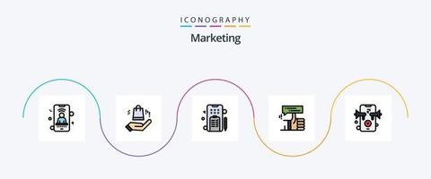 linha de marketing cheia de pacote de 5 ícones planos, incluindo alto-falante. polegar. pencle. marketing. mão vetor