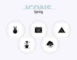pacote de ícones de glifo de primavera 5 design de ícones. barraca. primavera. Coelho. dia. calendário vetor