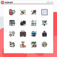 16 interface do usuário pacote de linha cheia de cores planas de sinais e símbolos modernos de janela de supermercado de codificação de cranberry html elementos de design de vetor criativo editáveis