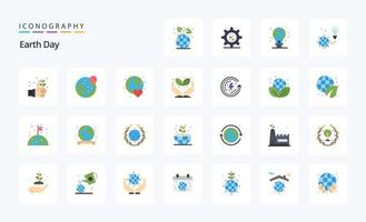 pacote de ícones de cores planas de 25 dias da terra vetor