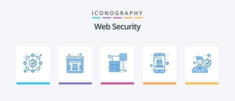 pacote de ícones azul 5 de segurança na web, incluindo proteção. dados. perda. segurança para celulares. Móvel. design de ícones criativos vetor