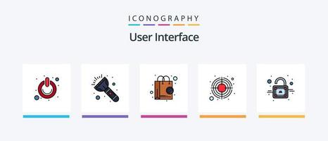 linha de interface do usuário cheia de 5 ícones incluindo . portfólio. cronômetro. caso. Wi-fi. design de ícones criativos vetor