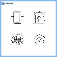 conjunto de 4 sinais de símbolos de ícones de interface do usuário modernos para entrega de tabuleiro, gadget, garrafa, envio, elementos de design de vetores editáveis