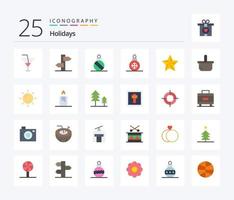 feriados 25 pacote de ícones de cores planas, incluindo comida. Estrela. bola. feriado. Natal vetor