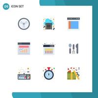 conjunto de 9 sinais de símbolos de ícones de interface do usuário modernos para interface da web de página, gráfico de internet, elementos de design de vetores editáveis