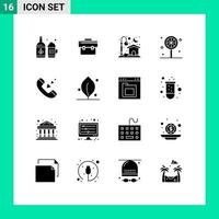 pacote de ícones vetoriais de estoque de 16 sinais e símbolos de linha para elementos de design de vetores editáveis de doces de férias de chamada recebida