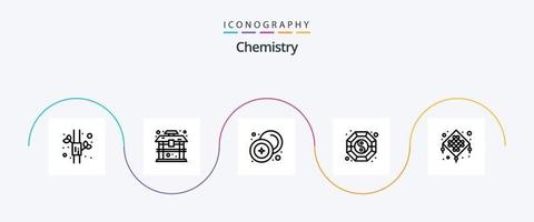 linha de química 5 pacote de ícones incluindo lanterna. ying. chinês. yang. presa vetor