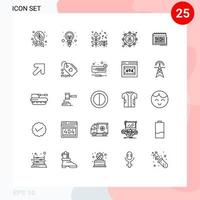 grupo de sinais e símbolos de 25 linhas para marketing de calendário outono marketing afiliado árvore elementos de design de vetores editáveis