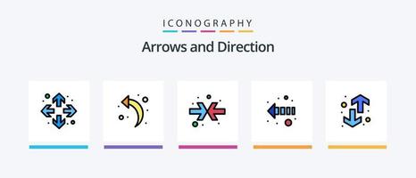 linha de seta cheia de 5 ícones incluindo transferências. direção. flecha. cima esquerda. direção. design de ícones criativos vetor