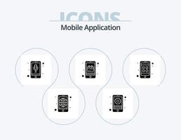 design de ícones do pacote de ícones de glifos de aplicativos móveis 5. aplicativo. encontro. reconhecimento de áudio. calendário. agenda vetor