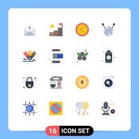 conjunto de cores planas de interface móvel de 16 pictogramas de posições de cores pms cartão editável pelo usuário pacote de elementos de design de vetores criativos