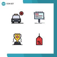 4 ícones criativos, sinais modernos e símbolos de veículos de realização de carros, elementos de design de vetores editáveis de publicidade esportiva