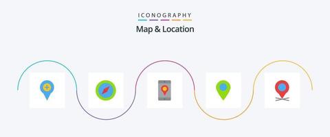 mapa e pacote de ícones de 5 planos de localização, incluindo mapa. PIN. Móvel. marcador. localização vetor