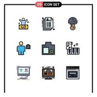 pacote de interface do usuário de 9 cores planas básicas de linhas preenchidas de elementos de design de vetores editáveis de corpo de registro de câmera fotográfica
