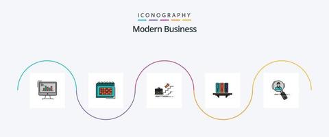 linha de negócios moderna cheia de pacote de ícones de 5 planos, incluindo líder. o negócio. o negócio. crescimento. cronograma vetor