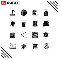 16 ícones criativos, sinais e símbolos modernos de comunicação, preço, compartilhamento de dinheiro, elementos de design de vetores editáveis on-line