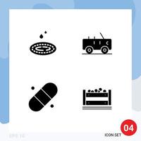 4 ícones criativos sinais modernos e símbolos de chuva gesso spa comida militar elementos de design de vetores editáveis