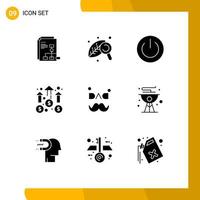 9 ícones criativos, sinais modernos e símbolos de crescimento de missão, elementos de design de vetores editáveis de poder de negócios ecológicos